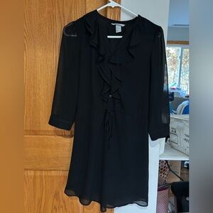 H&M Black Long Sleeve Ruffle Dress